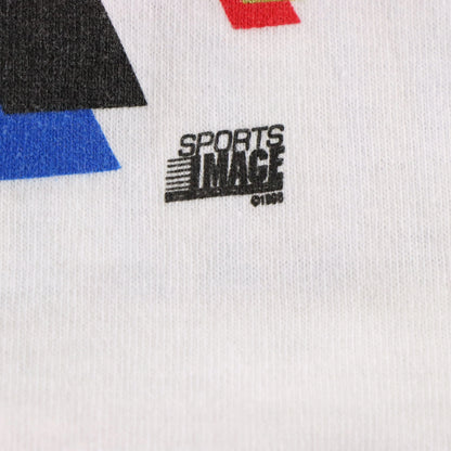 Vintage NASCAR 50th Anniversary Gold Shimmer Graphic "50 Years Of Pure Excitement!" White Tee (M-L)