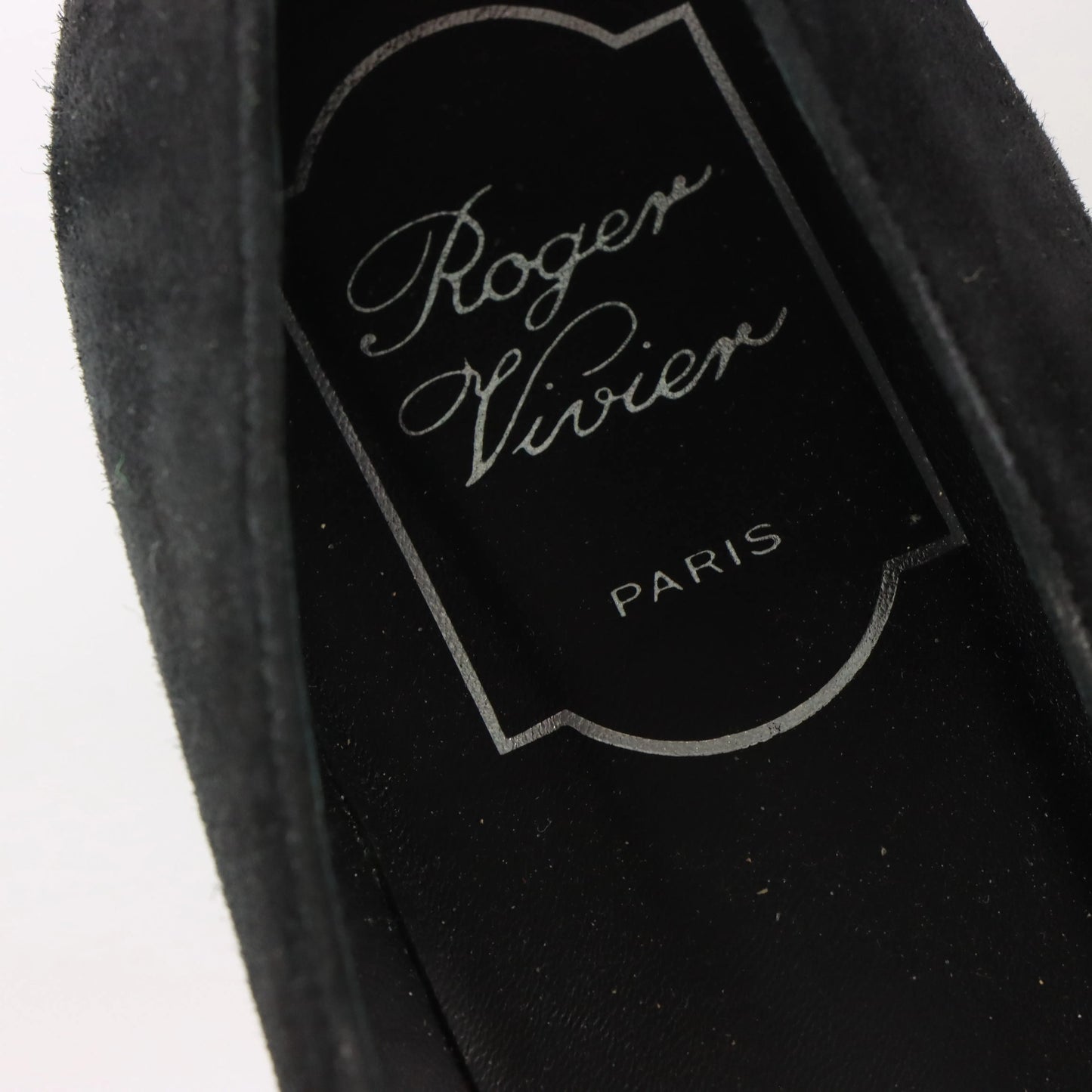 ROGER VIVIER Suede Geometric Italy Made Black Pump Heels (38.5) - Vintage Sole Melbourne