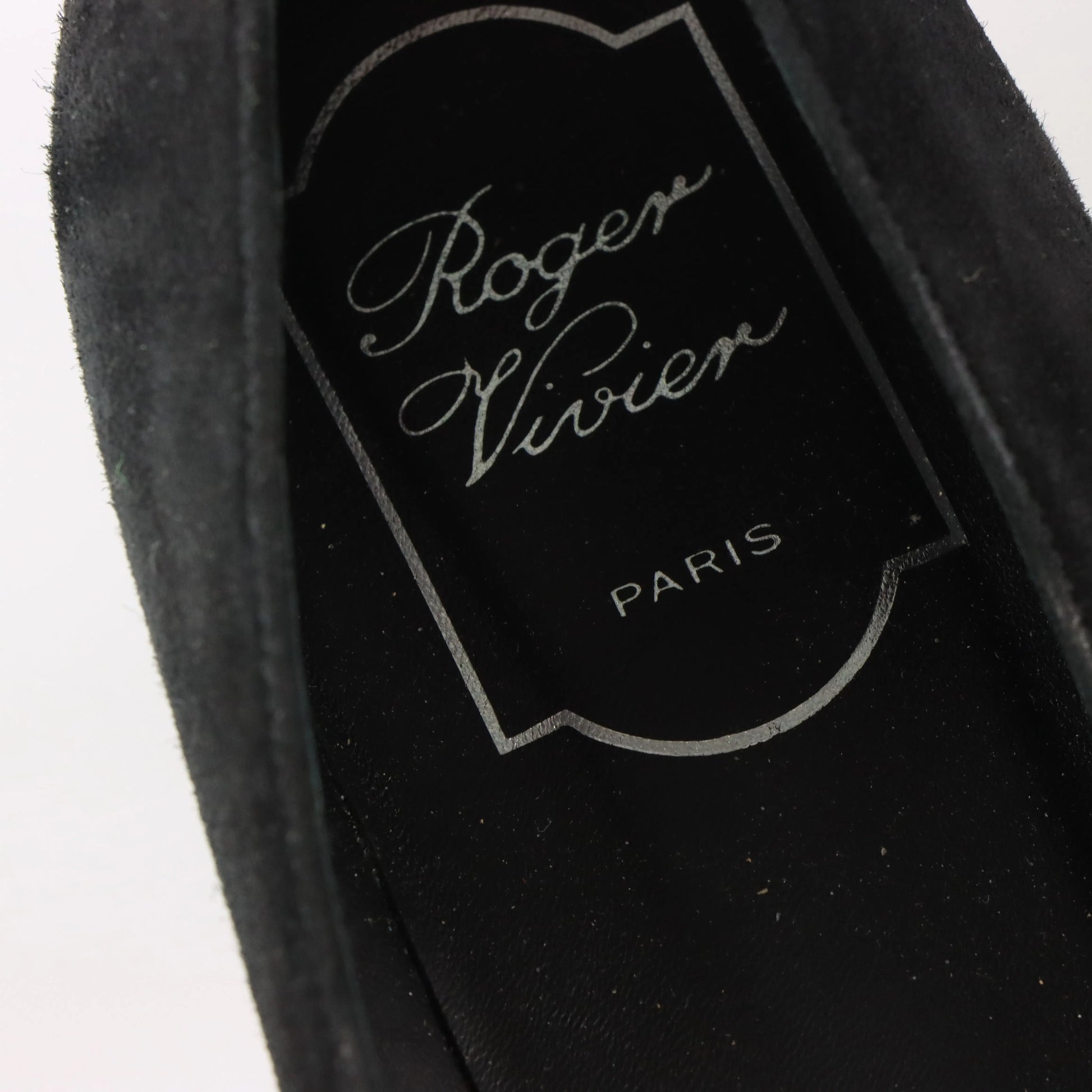 ROGER VIVIER Suede Geometric Italy Made Black Pump Heels (38.5) - Vintage Sole Melbourne