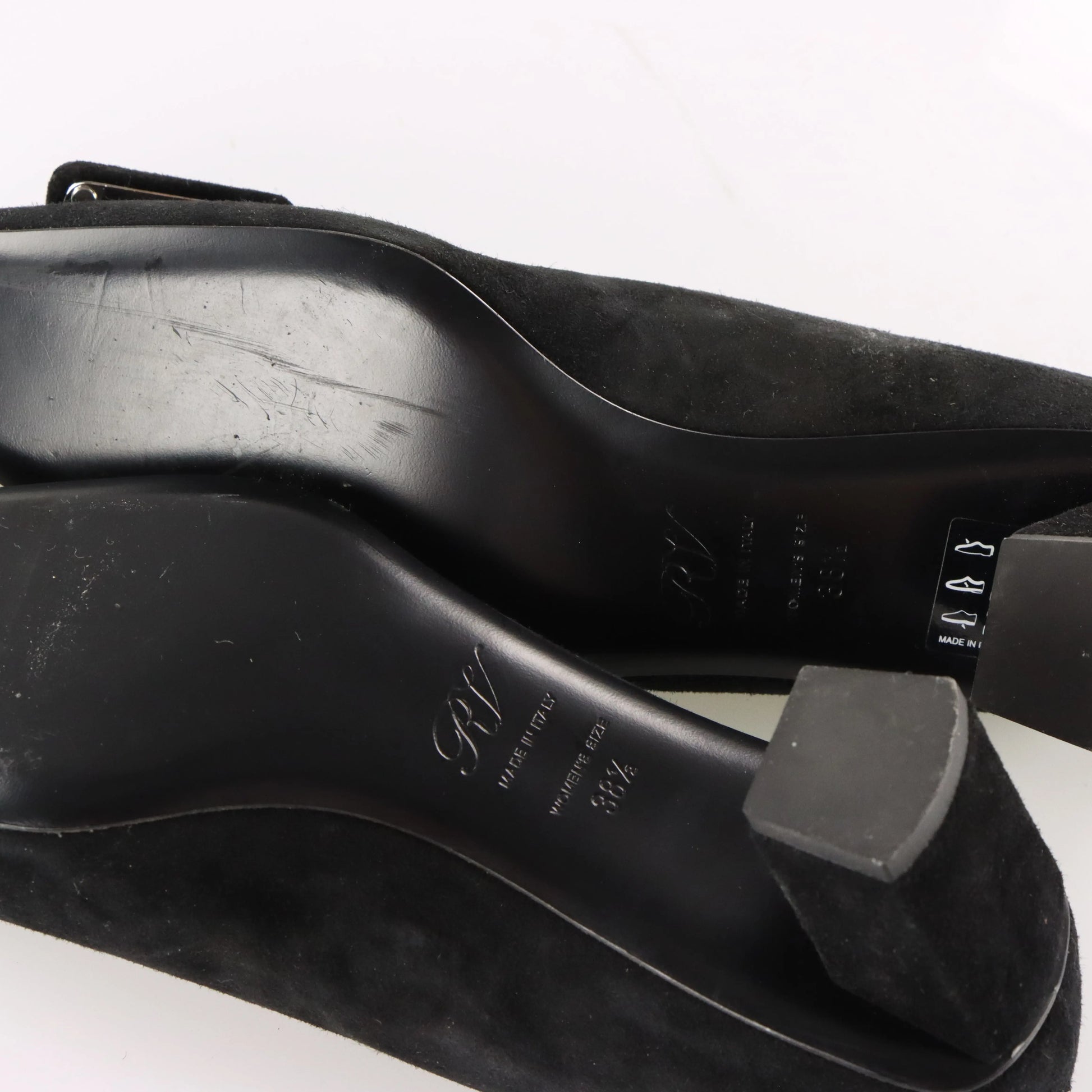 ROGER VIVIER Suede Geometric Italy Made Black Pump Heels (38.5) - Vintage Sole Melbourne