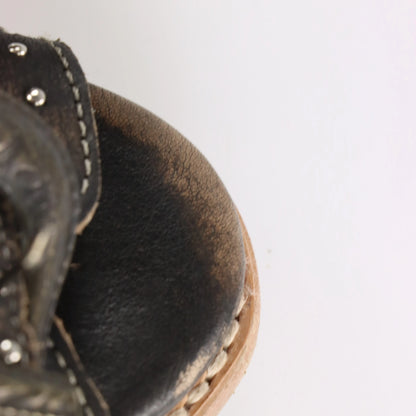 FREEBIRD 'Violet' Studded Buckle Brown Leather Sandals (8) - Vintage Sole Melbourne