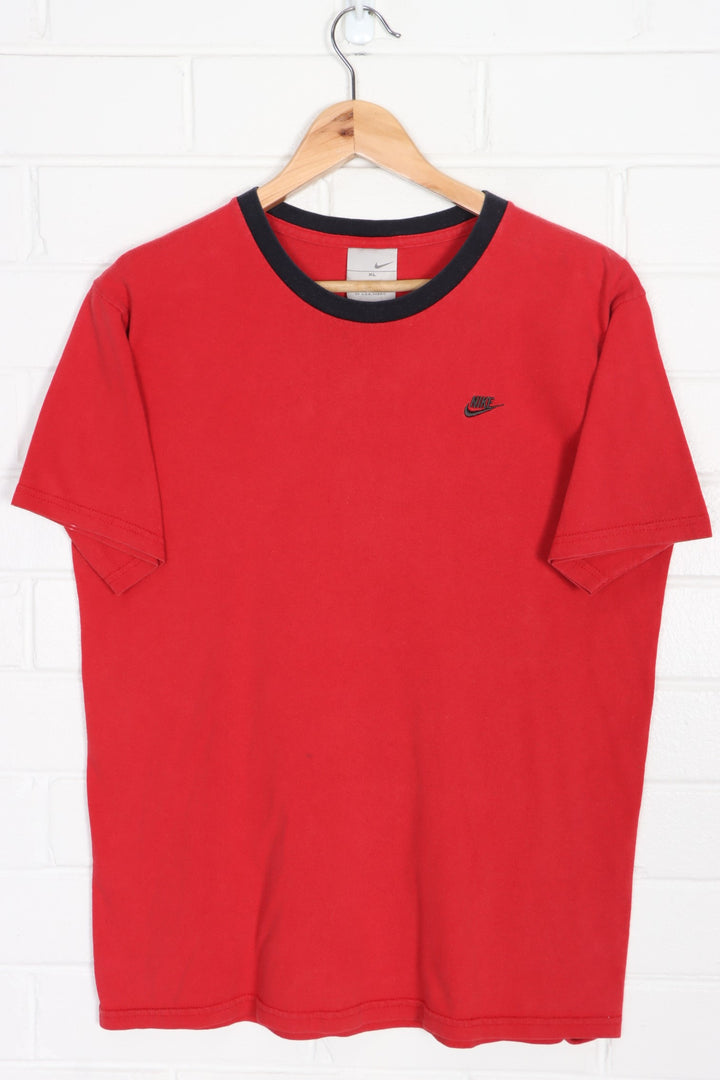 NIKE Red & Black Full Swoosh Logo T-Shirt (M)