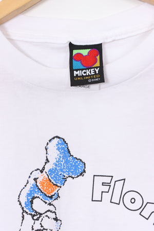 DISNEY Minnie and Goofy Florida White USA Made T-Shirt (L)