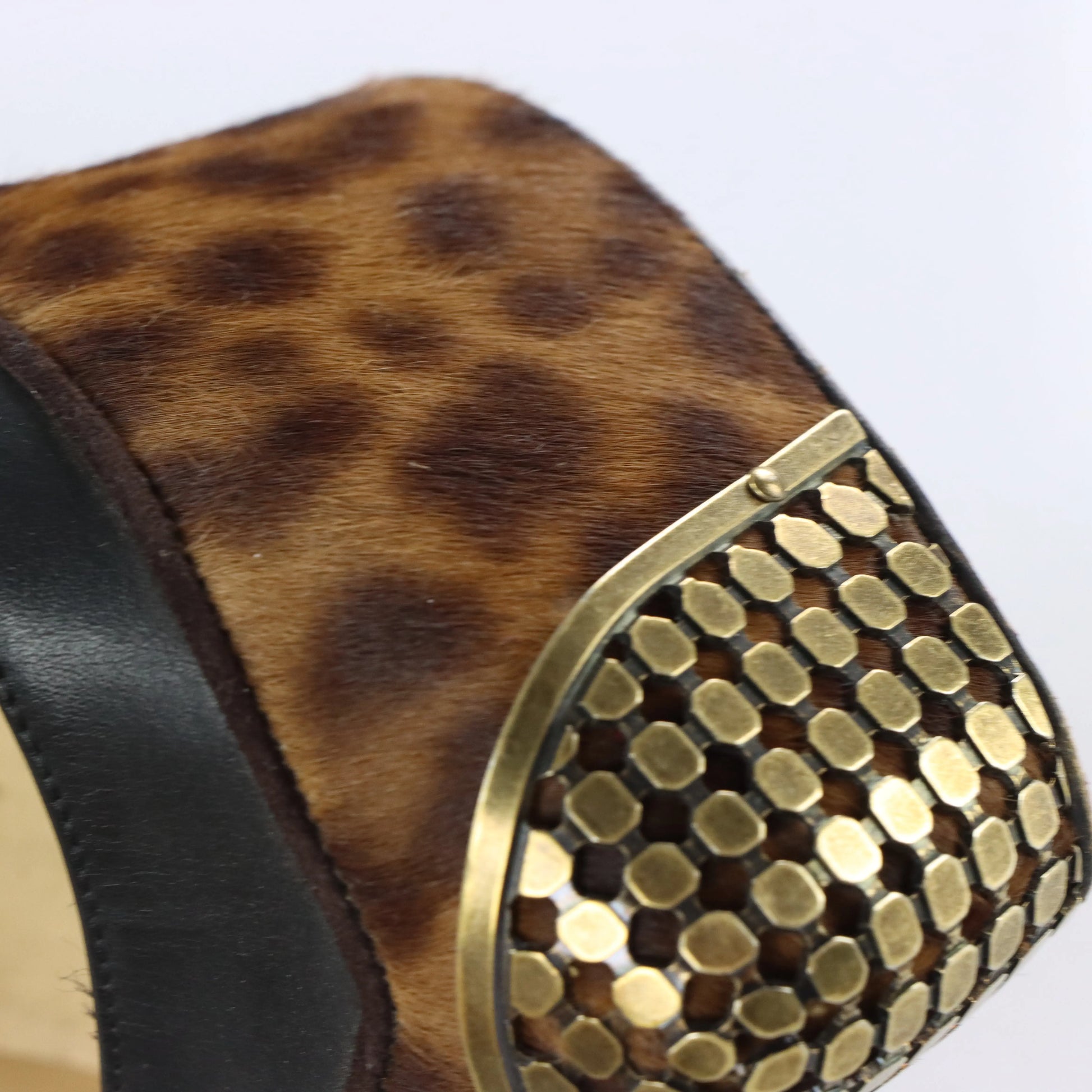 CHRISTIAN LOUBOUTIN 'Maggie' Pony Hair Steel Toe Platform Pump Heels (37.5) - Vintage Sole Melbourne