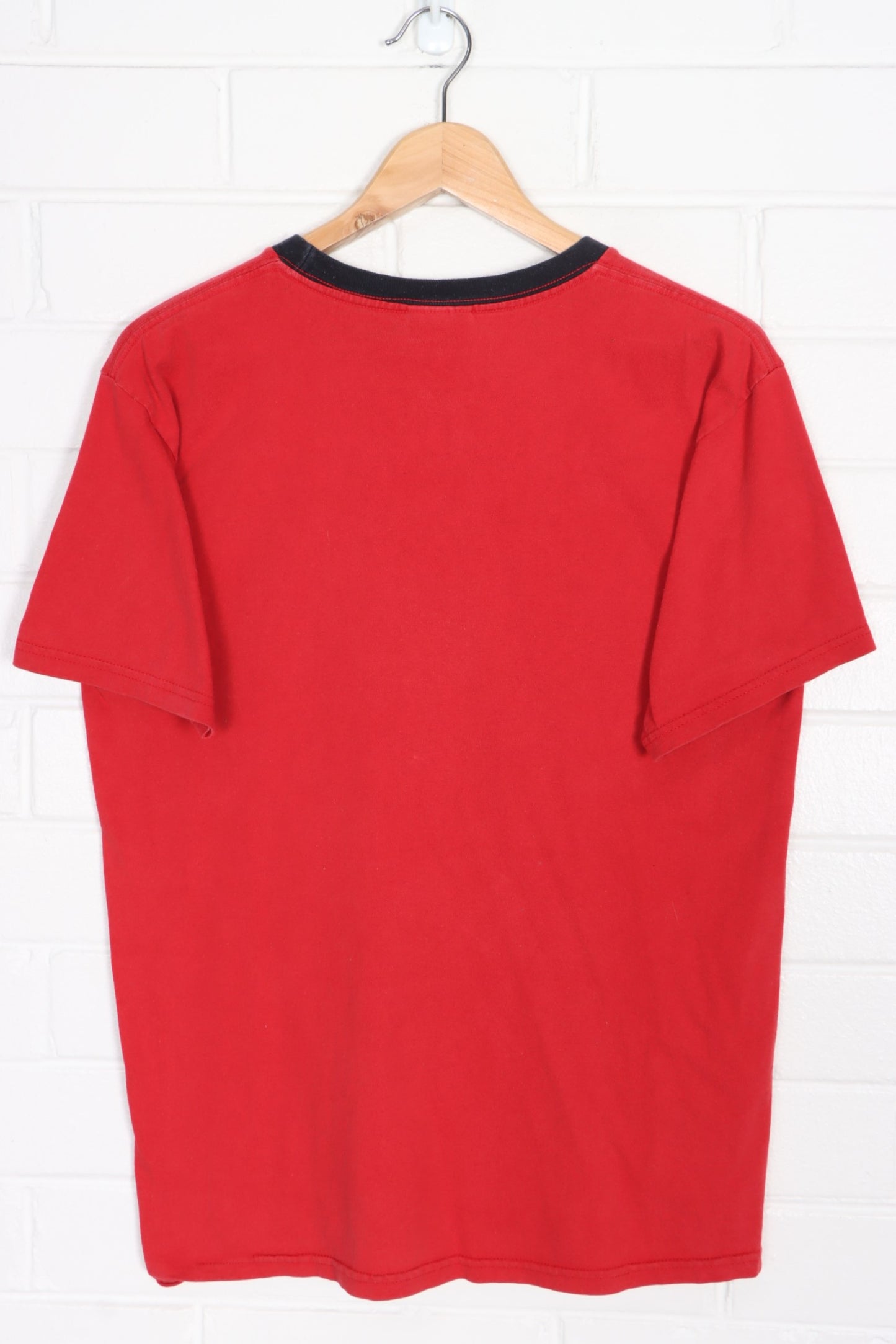 NIKE Red & Black Full Swoosh Logo T-Shirt (M)