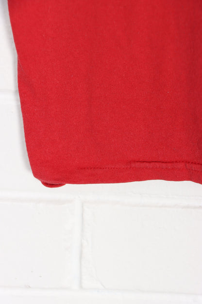 NIKE Red & Black Full Swoosh Logo T-Shirt (M)