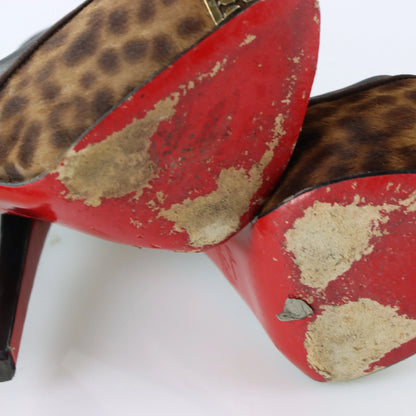 CHRISTIAN LOUBOUTIN 'Maggie' Pony Hair Steel Toe Platform Pump Heels (37.5) - Vintage Sole Melbourne
