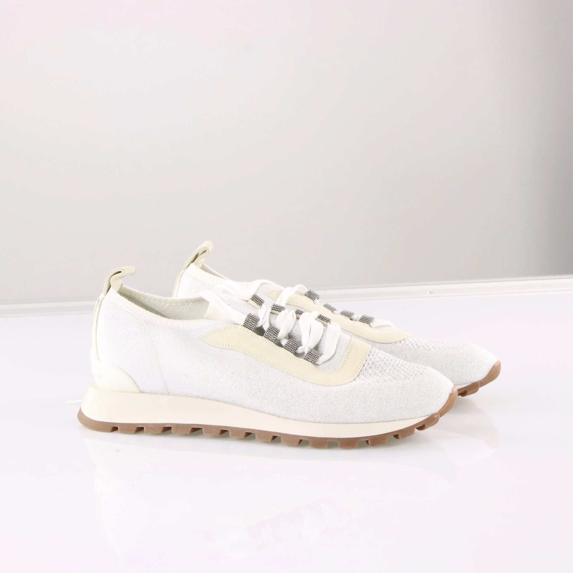 BRUNELLO CUCINELLI Sparkly Knit Sock-Style Sneakers (40) *Aubany Vintage Sole Melbourne