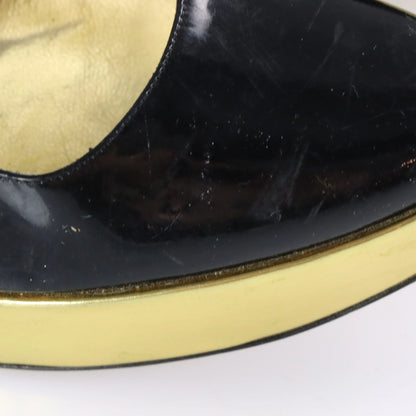 LUCIANO PADOVAN Platform Gold & Black Pump Heels (38.5) *Aubany Vintage Sole Melbourne
