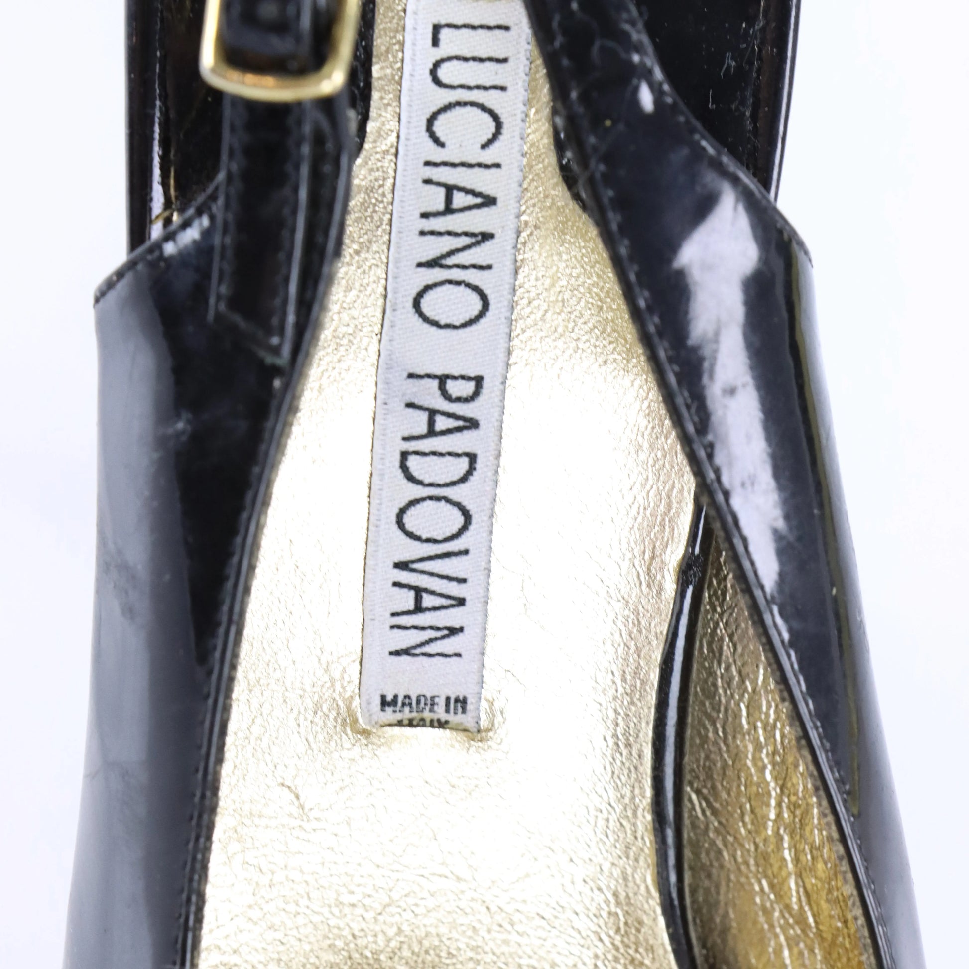 LUCIANO PADOVAN Platform Gold & Black Pump Heels (38.5) *Aubany Vintage Sole Melbourne