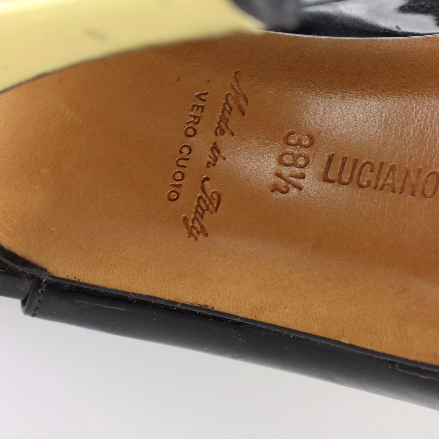 LUCIANO PADOVAN Platform Gold & Black Pump Heels (38.5) *Aubany Vintage Sole Melbourne