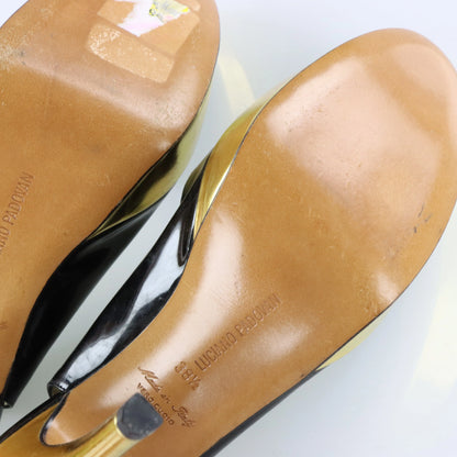 LUCIANO PADOVAN Platform Gold & Black Pump Heels (38.5) *Aubany Vintage Sole Melbourne