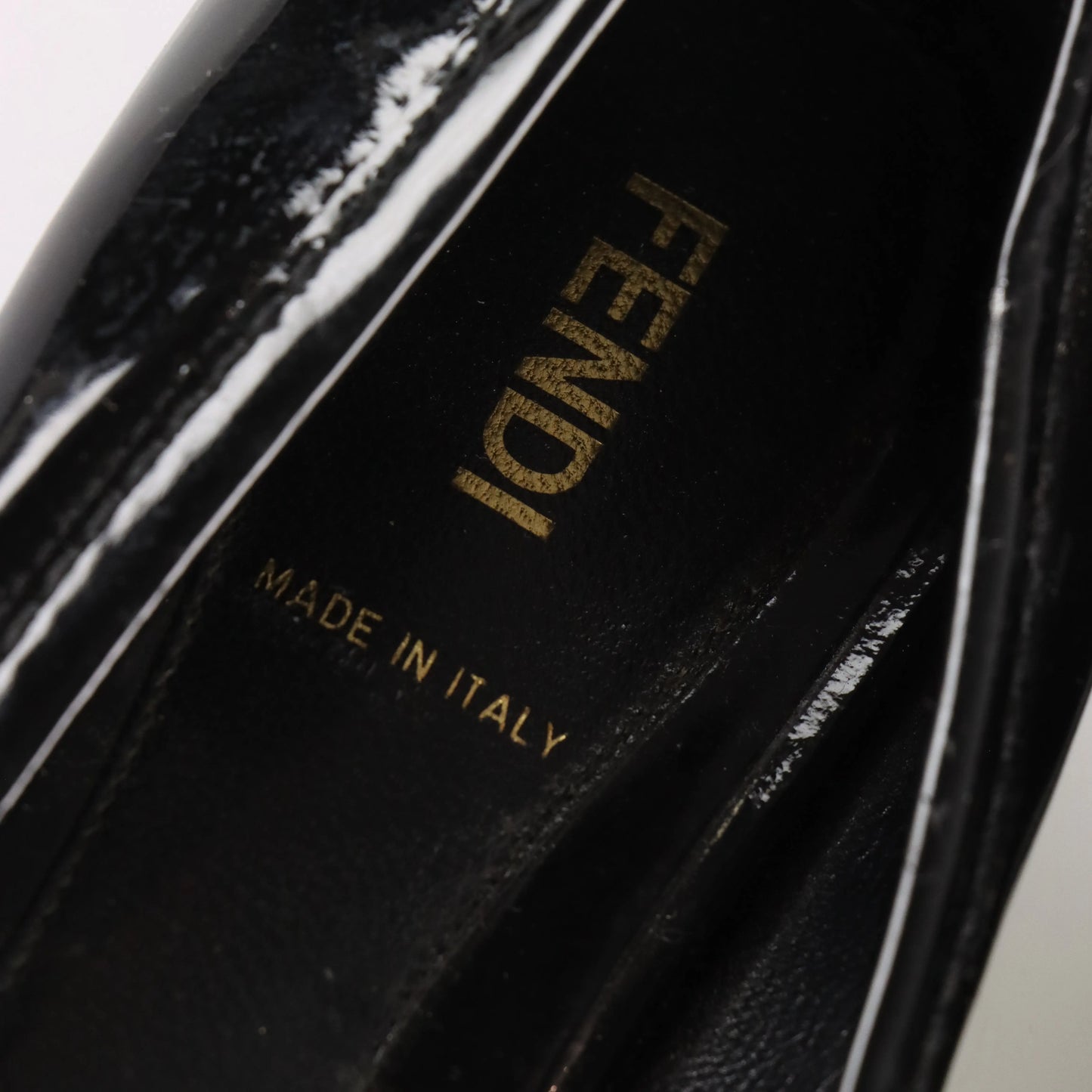 FENDI Patent Bow Italy Made Black & Gold Ballet Flats (36) *Aubany Vintage Sole Melbourne