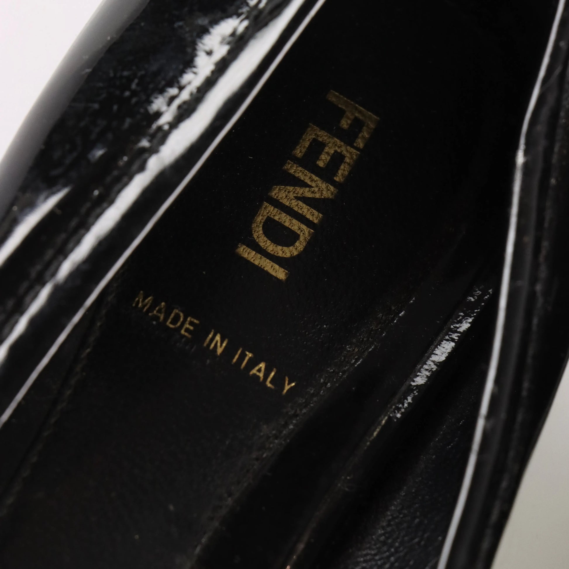 FENDI Patent Bow Italy Made Black & Gold Ballet Flats (36) *Aubany Vintage Sole Melbourne