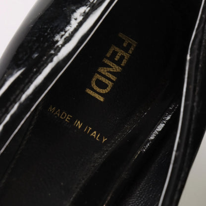 FENDI Patent Bow Italy Made Black & Gold Ballet Flats (36) *Aubany Vintage Sole Melbourne