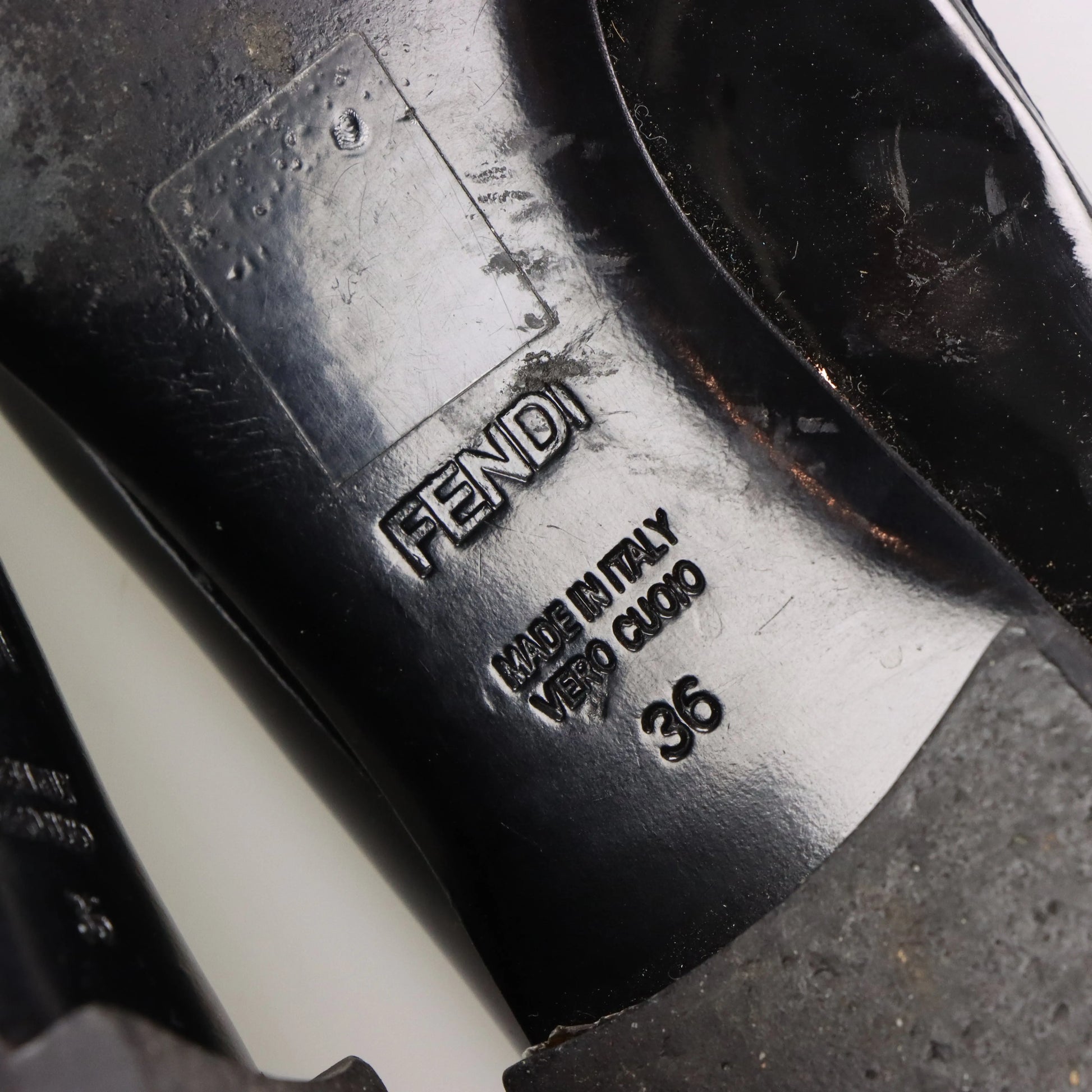 FENDI Patent Bow Italy Made Black & Gold Ballet Flats (36) *Aubany Vintage Sole Melbourne