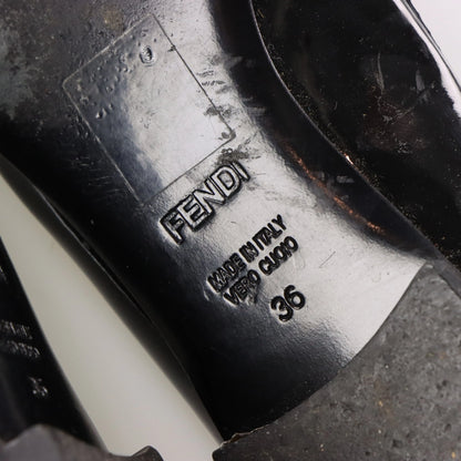 FENDI Patent Bow Italy Made Black & Gold Ballet Flats (36) *Aubany Vintage Sole Melbourne