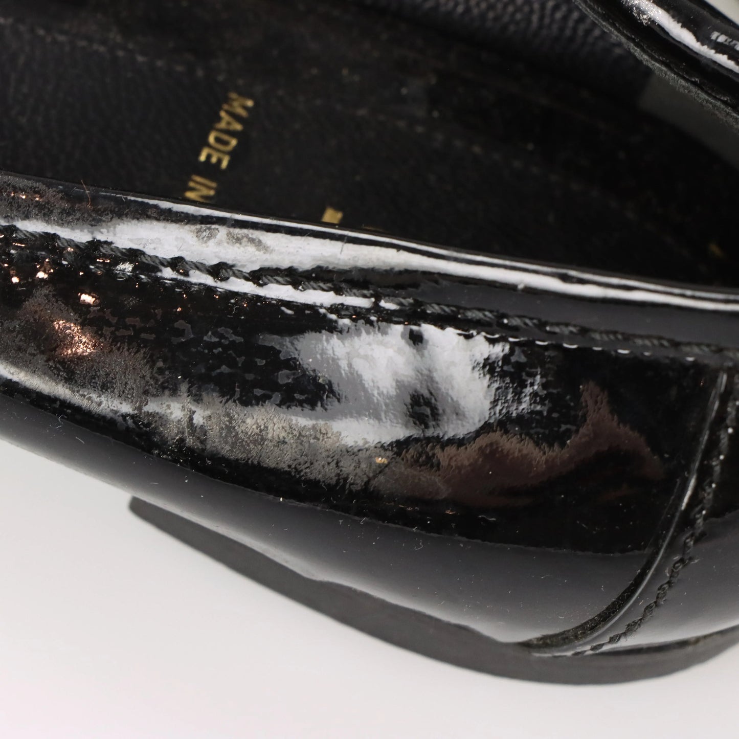 FENDI Patent Bow Italy Made Black & Gold Ballet Flats (36) *Aubany Vintage Sole Melbourne