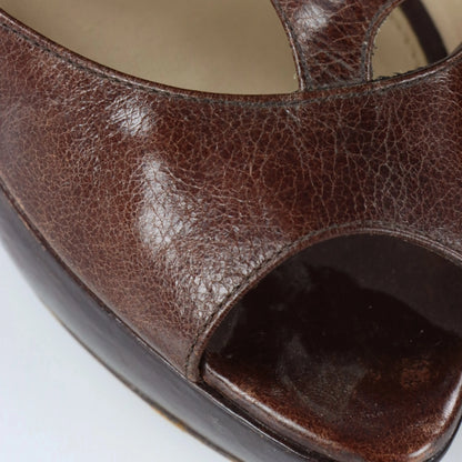 PRADA Caged Platform Brown Italy Made Pump Heels (38) *Aubany Vintage Sole Melbourne