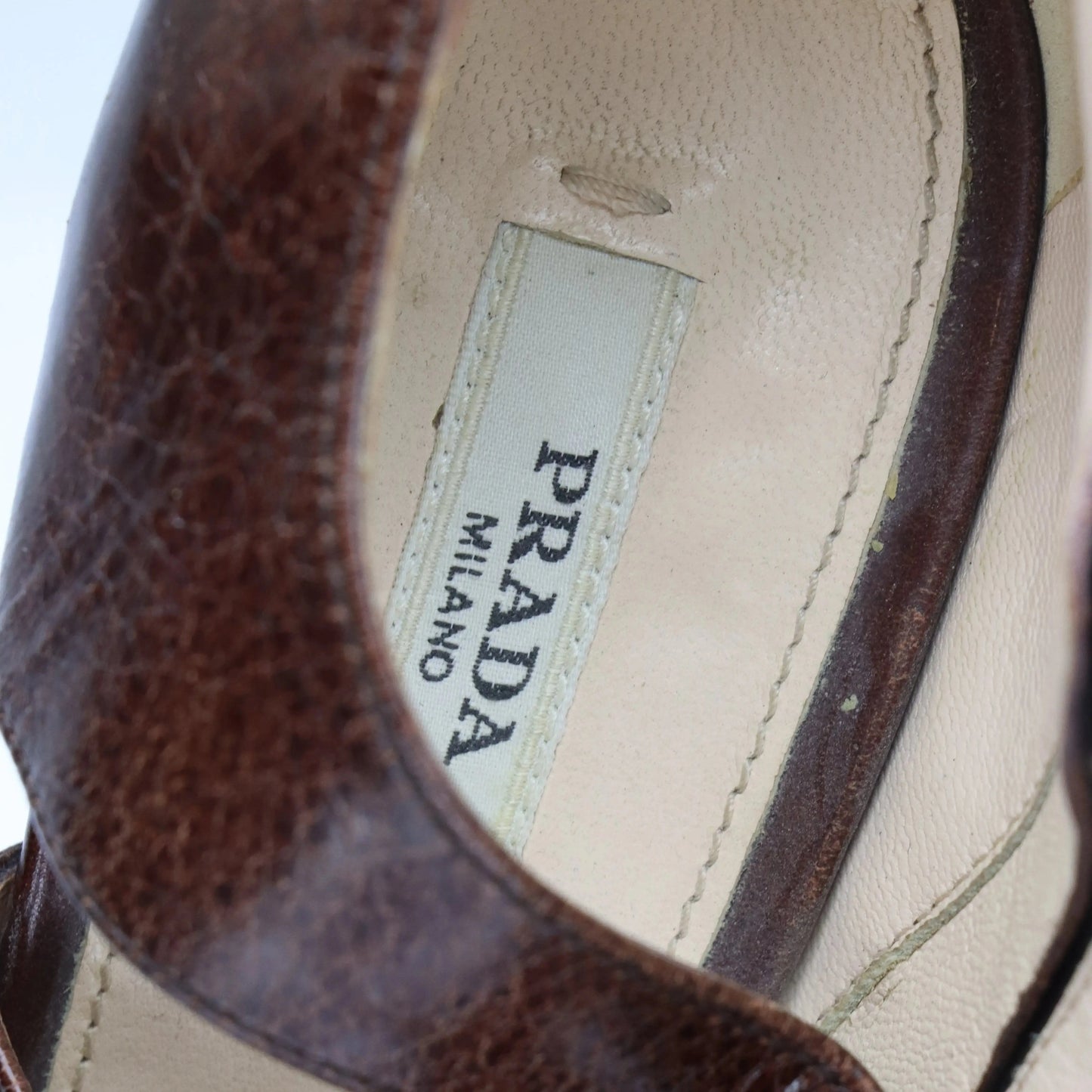 PRADA Caged Platform Brown Italy Made Pump Heels (38) *Aubany Vintage Sole Melbourne