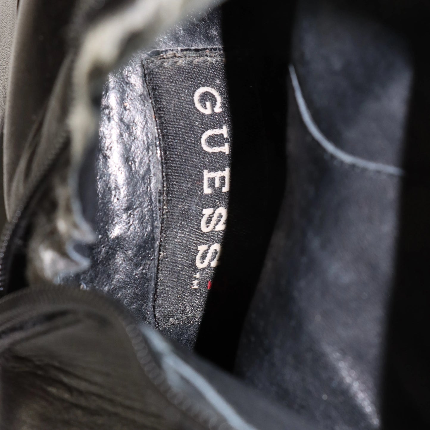 GUESS 90's Platform Square Toe Tall Spain Made Black Boots (7) *Aubany Vintage Sole Melbourne