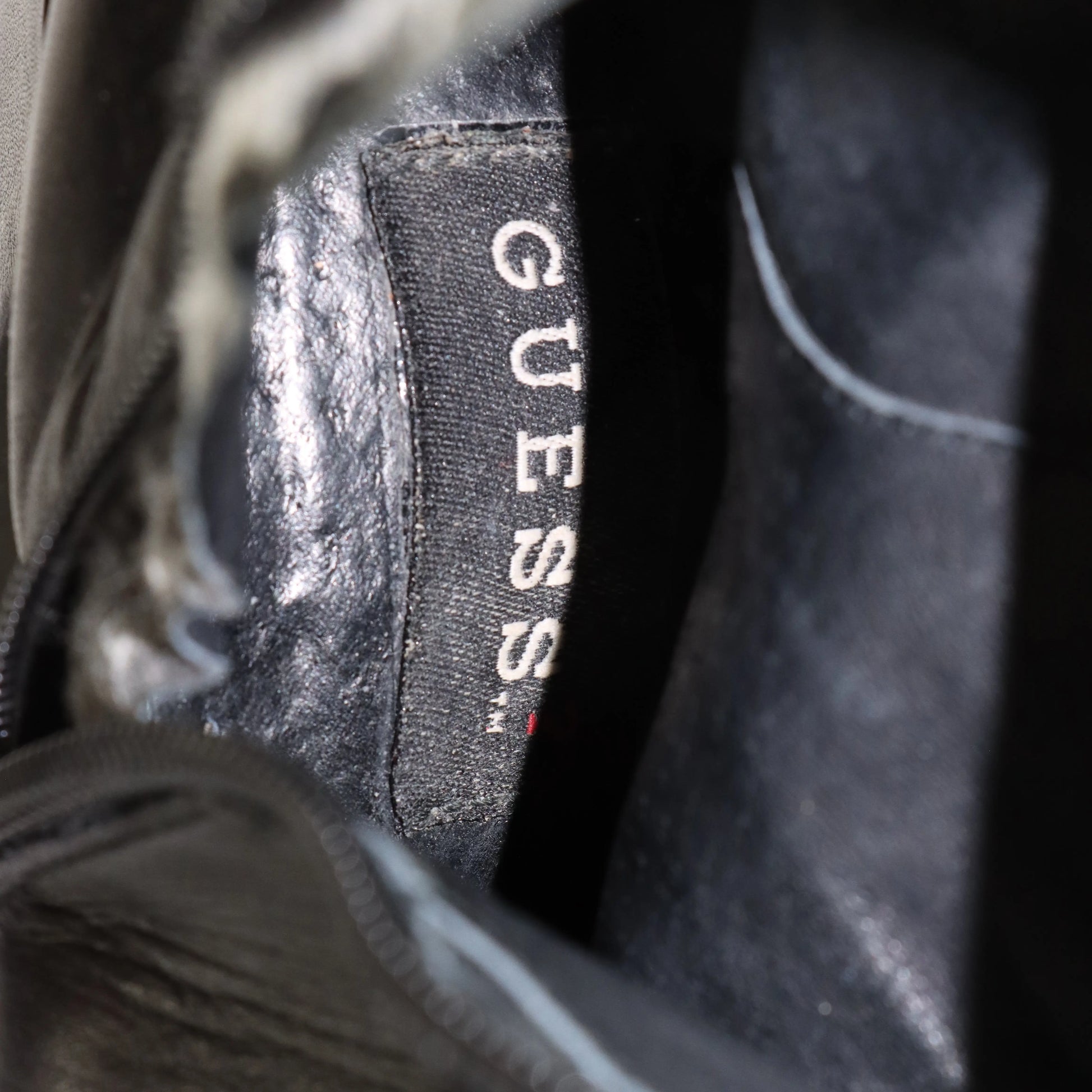 GUESS 90's Platform Square Toe Tall Spain Made Black Boots (7) *Aubany Vintage Sole Melbourne