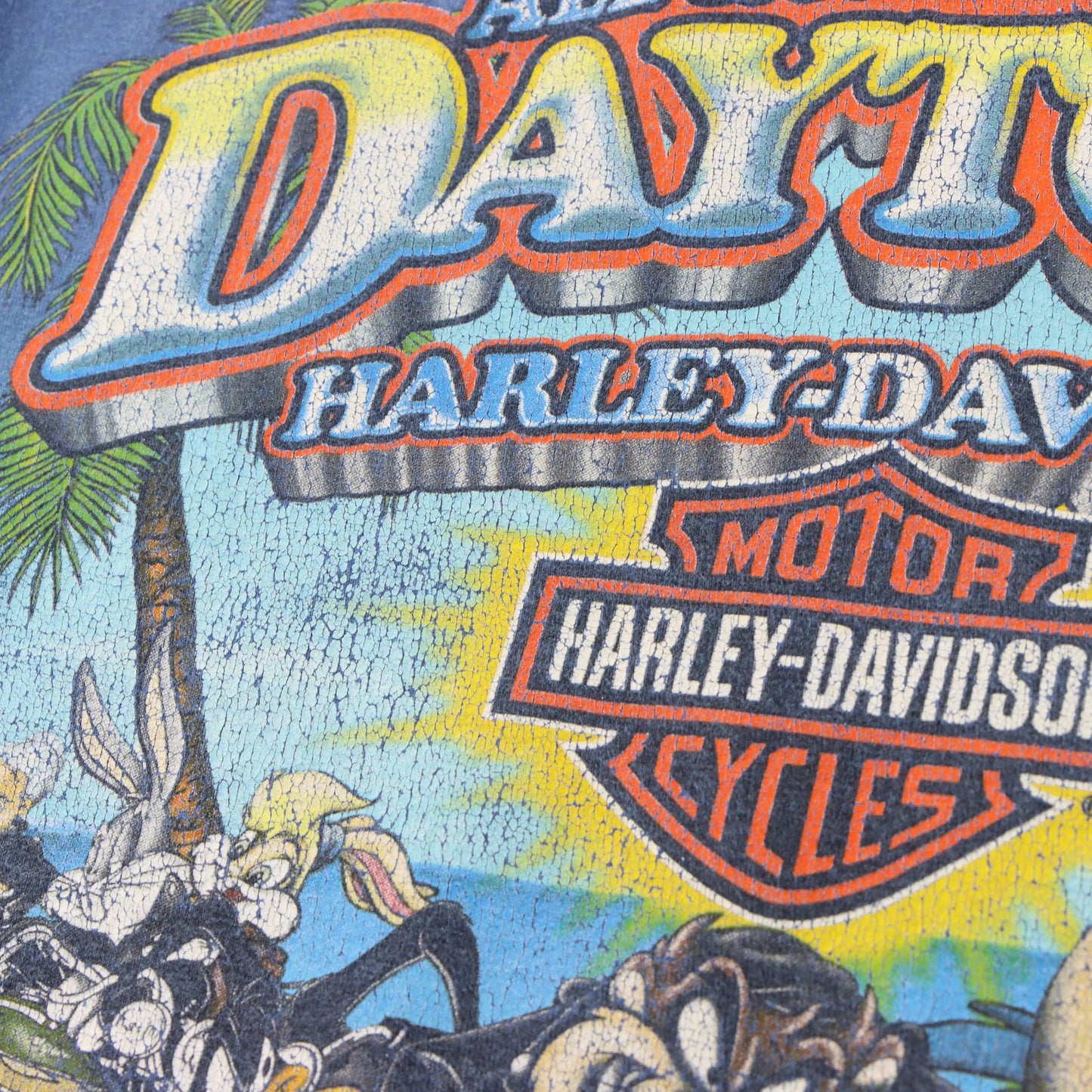 HARLEY DAVIDSON "All Roads Lead To Daytona" Looney Tunes Motorcycle Tee (XL-XXL) Vintage Sole Melbourne