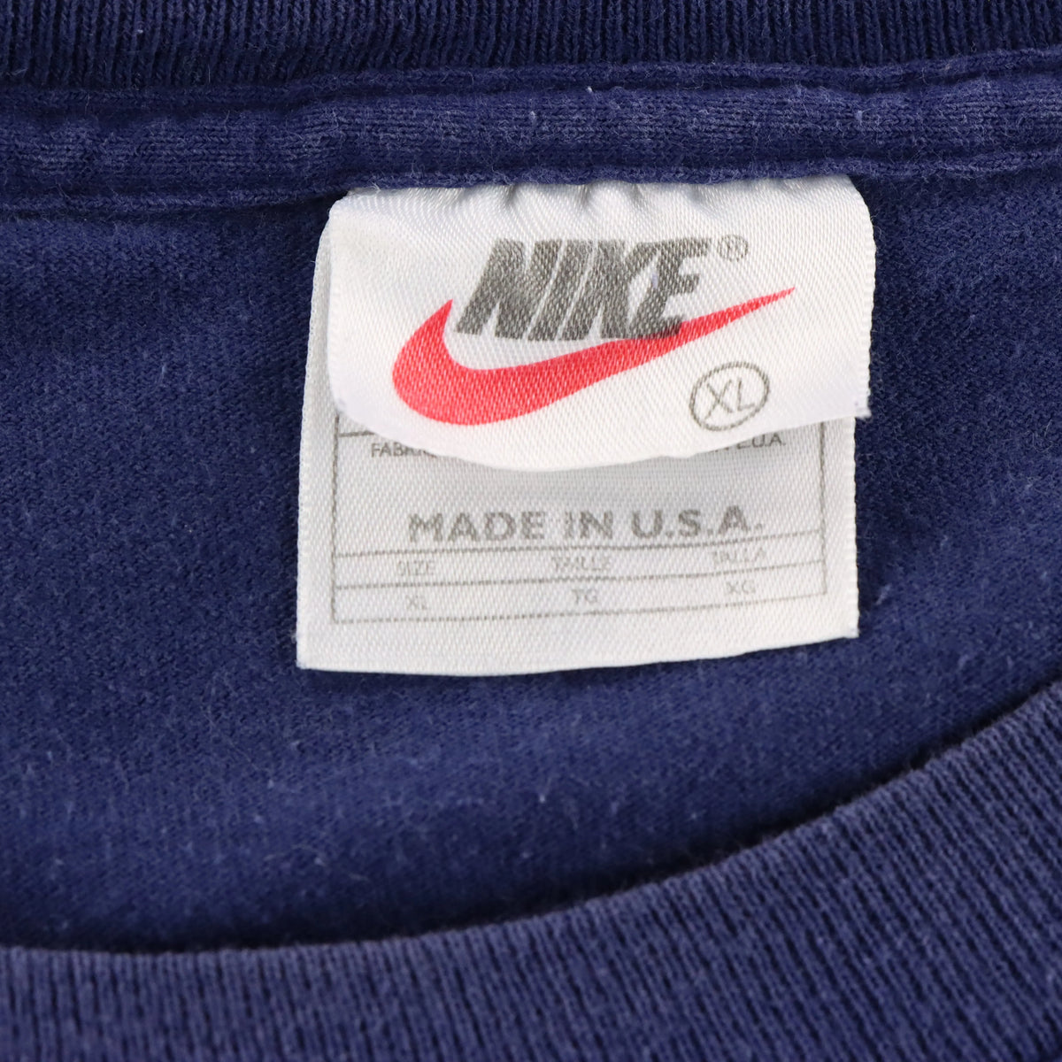 Vintage NIKE Embroidered Two-Tone Spell Out Logo & Centre Swoosh Blue T-Shirt USA Made (XL-XXL)