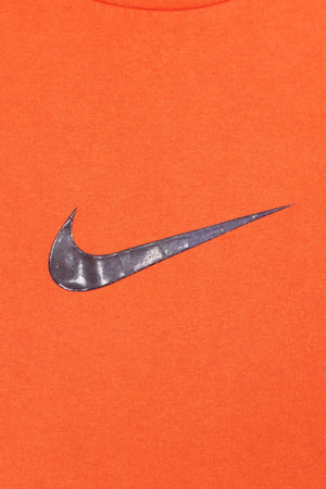 NIKE Textured Centre Swoosh Logo Orange T-Shirt (L)