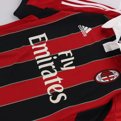 Vintage ADIDAS AC Milan 2012-2013 Home Embroidered Red & Black Jersey (M)