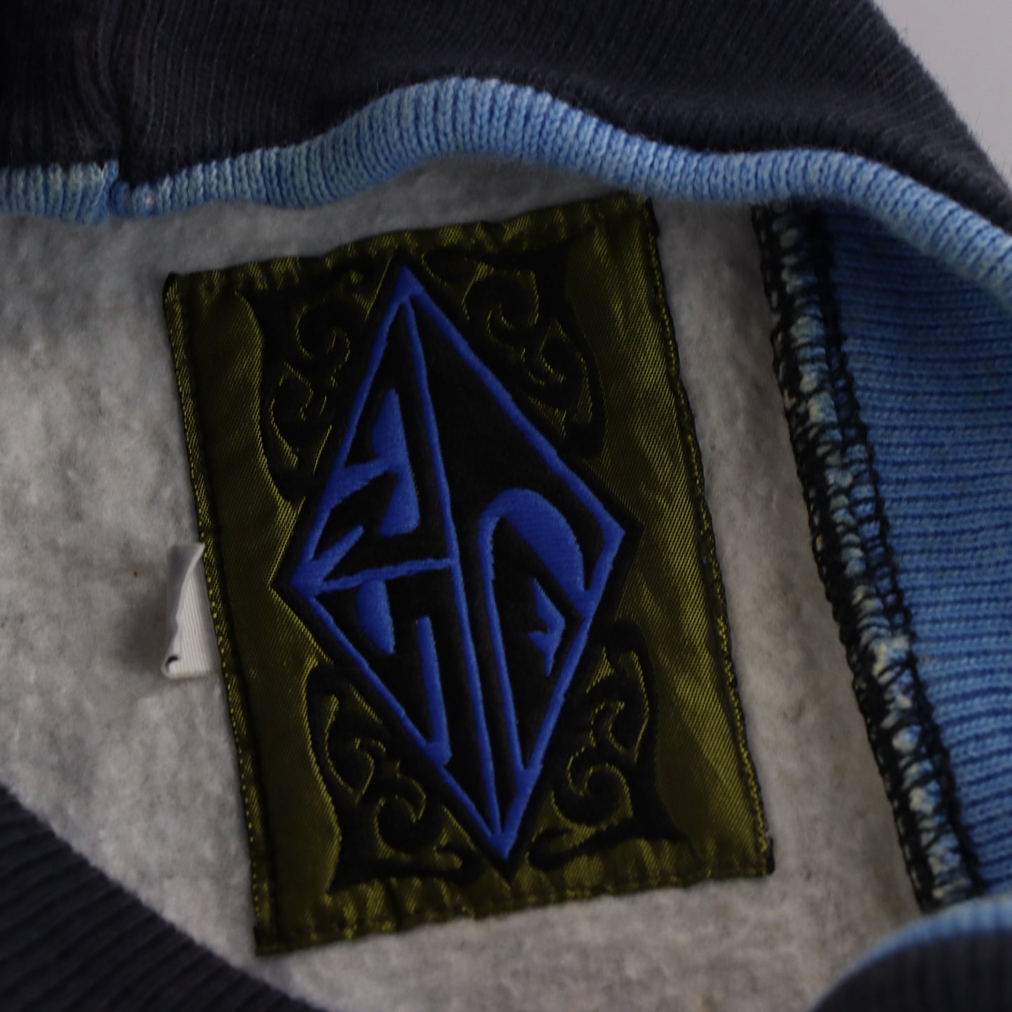 QUIKSILVER All Over Logo Print Blue & Black Surf Sweatshirt (L-XL) - Vintage Sole Melbourne