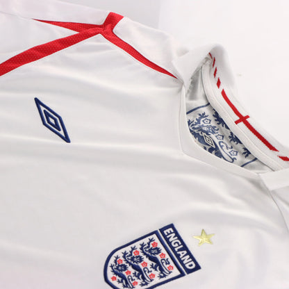 Vintage UMBRO England 2005-2007 Embroidered Home Soccer White Jersey (XL)