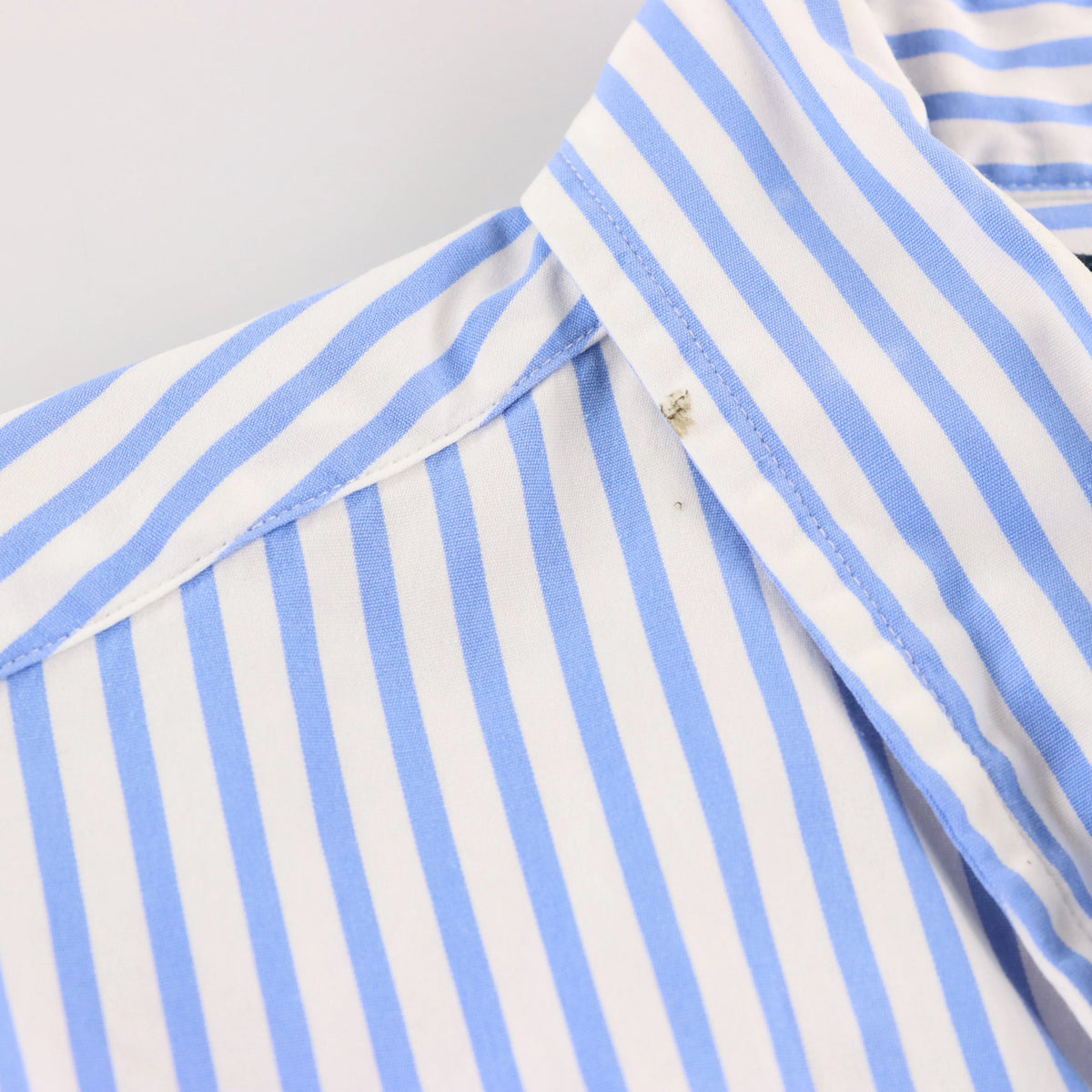 Vintage RALPH LAUREN 'Custom Fit' Pink Embroidered Pony Light Blue & White Stripe Shirt (M TALL)