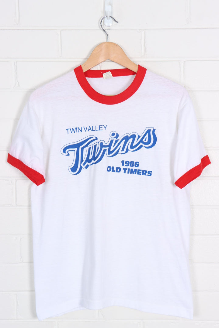 1986 Vintage Twin Valley Twins 50/50 USA Made Red Ringer Tee (M)