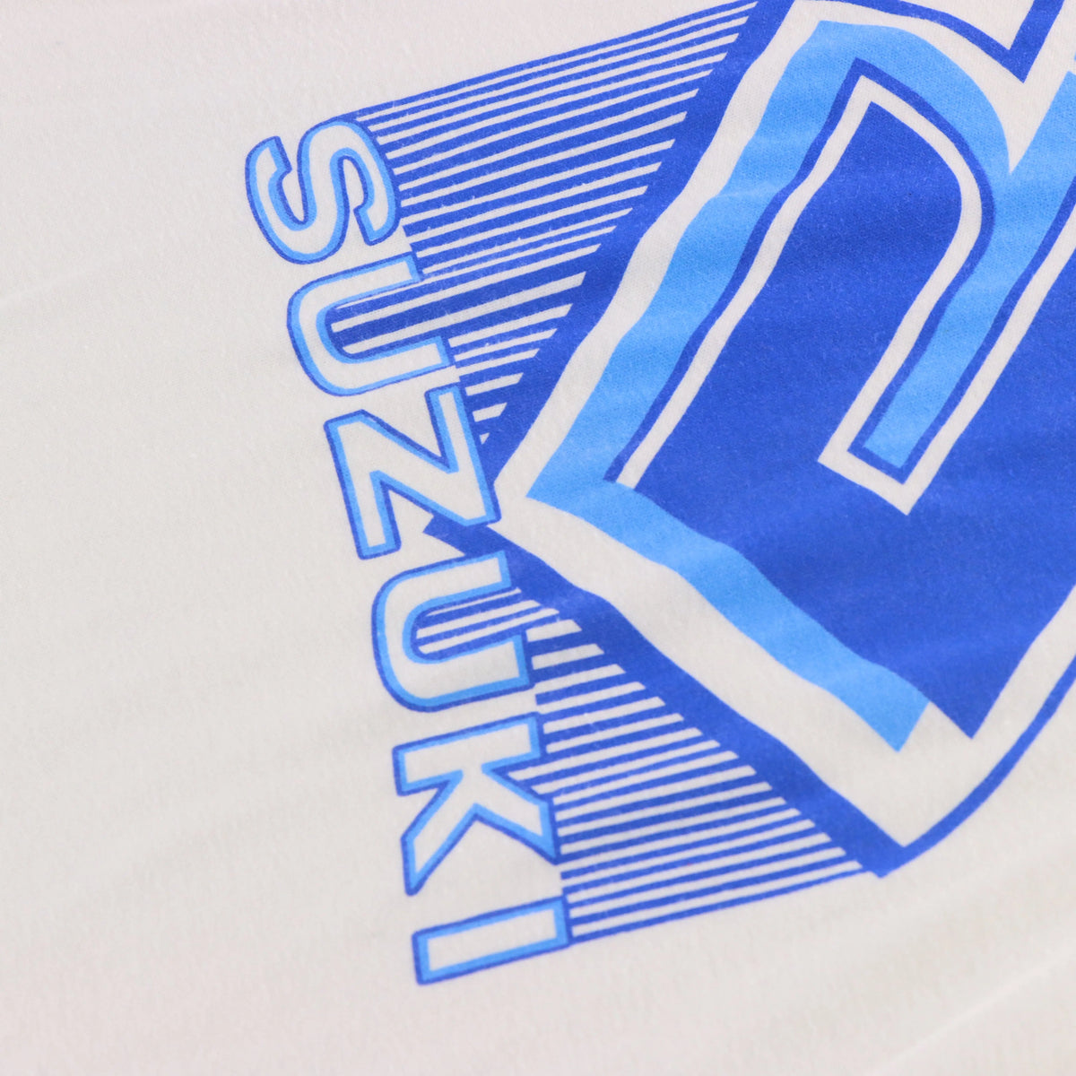 Vintage SUZUKI 80'S Motocross USA Made 50/50 Long Sleeve White & Blue T-Shirt (M)