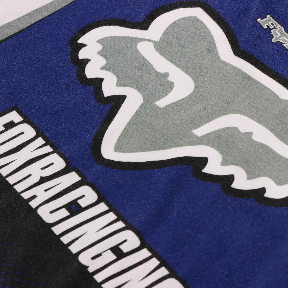 Vintage FOX RACING 90's Motocross Long Sleeve All Over Print Navy & White T-Shirt (L)