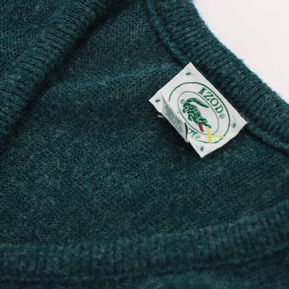 Vintage LACOSTE 80's Embroidered Croc USA Made Green Knit Sweater (XL)