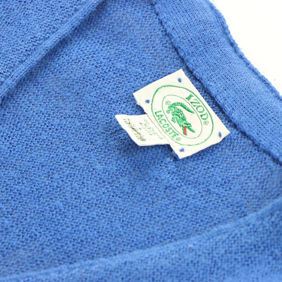Vintage LACOSTE 80's USA Made Embroidered Sporty Cobalt Blue Knit Cardigan (XL-XXL)
