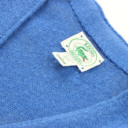 Vintage LACOSTE 80's USA Made Embroidered Sporty Cobalt Blue Knit Cardigan (XL-XXL)