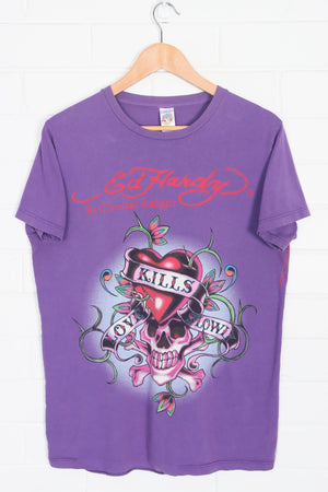 ED HARDY Christian Audigier Purple T-Shirt USA Made (M)
