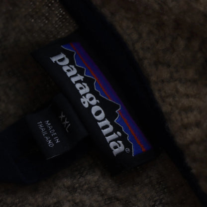 PATAGONIA Zip Up Brown & Navy Fleece Jacket (XXL) Vintage Sole Melbourne