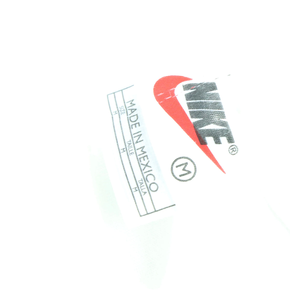 Vintage NIKE Y2K Centre Swoosh Square Logo Glitter Print Colour Block White T-Shirt (L)