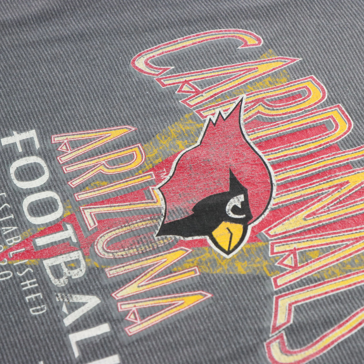 Vintage ARIZONA CARDINALS NFC Grey Striped USA Made Single Stitch Football T-Shirt (XL)