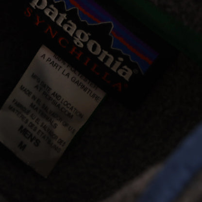 PATAGONIA  Zip Up Pocket Grey & Blue Fleece Jacket (M) Vintage Sole Melbourne