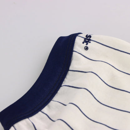 Vintage MAJESTIC Baseball USA Made 50/50 V-Neck #5 Navy & White Jersey T-Shirt (L)