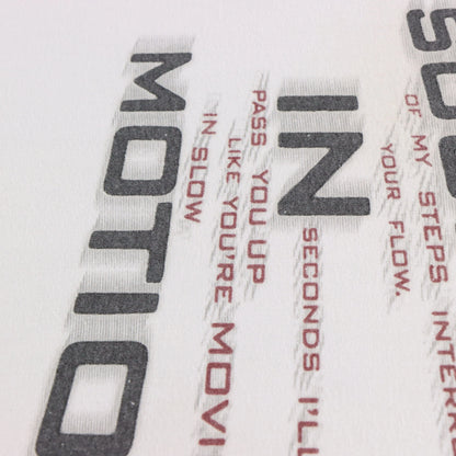 Vintage NIKE Swoosh 'Sound In Motion' Quote Athletic White & Black T-Shirt (L)