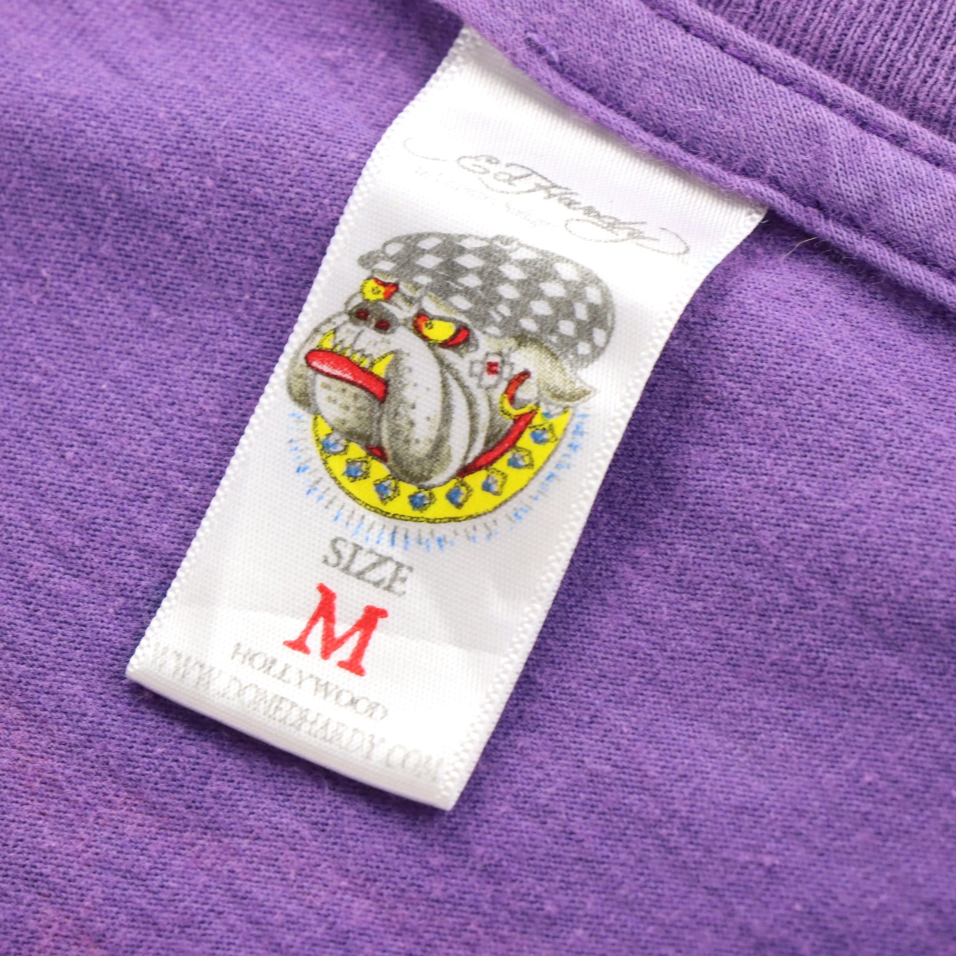 ED HARDY By Christian Audigier Y2K Heart USA Made Purple T-Shirt  (M) Vintage Sole Melbourne