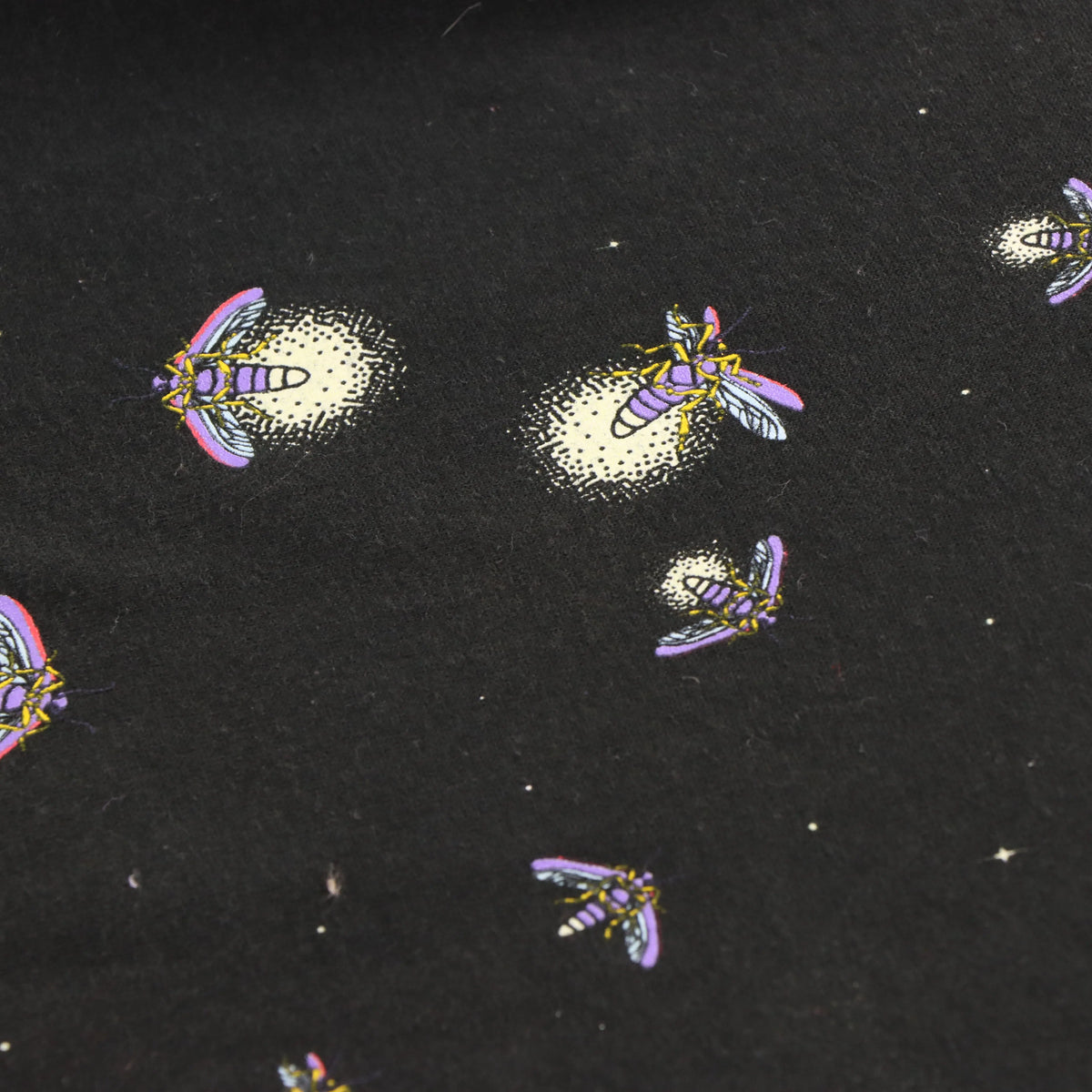 Vintage 90's DAN GILBERT Firefly Bug All Over Print USA Made Black T-Shirt (L)