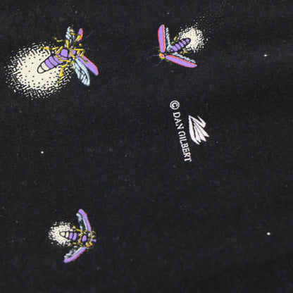 Vintage 90's DAN GILBERT Firefly Bug All Over Print USA Made Black T-Shirt (L)