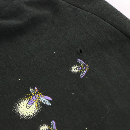 Vintage 90's DAN GILBERT Firefly Bug All Over Print USA Made Black T-Shirt (L)
